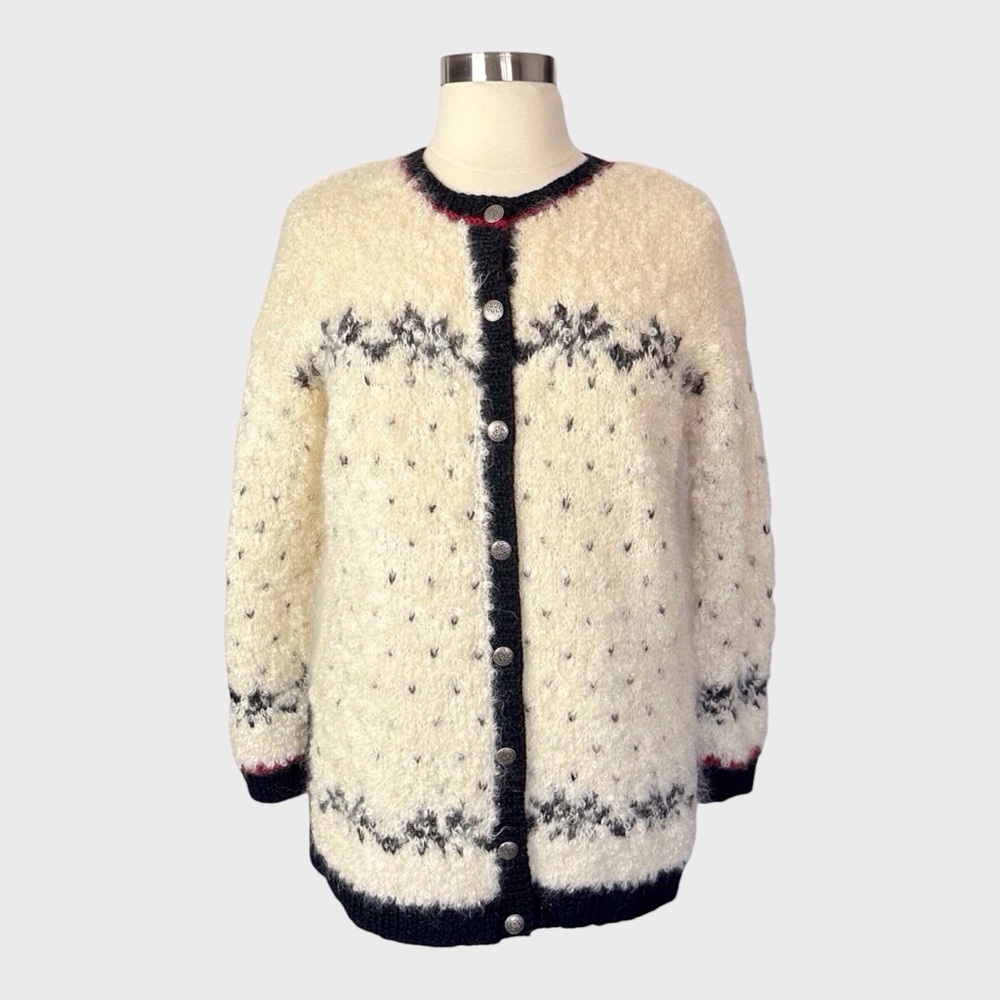 Vintage Jones New York Bouclé Button Front Cardigan Sweater